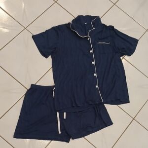 4/$40 New Navy Blue Pajama Set with White Trim - Size 2XL